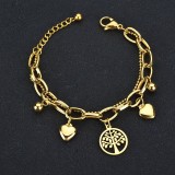 Stainless Steel Ladies Bracelet Tree of Life Multilayer Bracelet