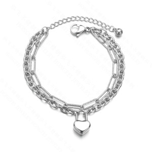 Stainless Steel Heart Lock Double Bracelet love