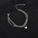 Stainless Steel Heart Lock Double Bracelet love