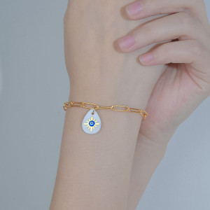 Shell Drop Shape Stainless Steel Bracelet with Eight-pointed Star