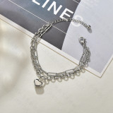 Stainless Steel Heart Lock Double Bracelet love