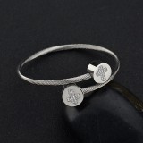 love cross Heart-Shaped Stainless Steel Wire Open Bracelet
