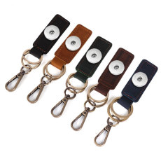 Genuine Leather  Keychain Men's Personality Retro First Layer Leather Car Keychain fit 18mm snap button jewelry