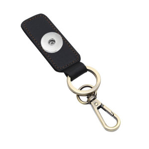 Genuine Leather  Keychain Men's Personality Retro First Layer Leather Car Keychain fit 18mm snap button jewelry