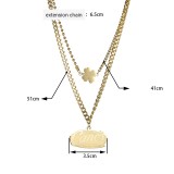 Irregular Letter Square Double Layer Necklace Female Stacked Stainless Steel Clavicle Chain