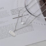 Irregular Letter Square Double Layer Necklace Female Stacked Stainless Steel Clavicle Chain