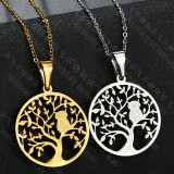Tree of Life Owl Stainless Steel Necklace