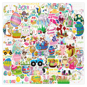 50pcs happy easter graffiti stickers decorative suitcase notebook waterproof detachable stickers