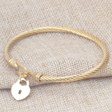 Heart Lock Pointed Stainless Steel Bracelet Braided Twist Bangle