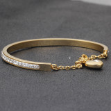 Single Row Diamond Gold Plated Stainless Steel Bracelet Open Adjustable Extension Chain Bracelet