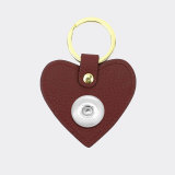 Genuine Leather  Litchi Pattern love Keychain Multicolor fit 18mm snap button jewelry