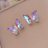 925 Silver Post Multicolor Gradient Butterfly Stud Earrings