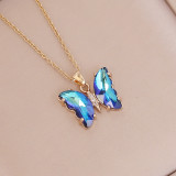 40+5cm Gradient Butterfly Stainless Steel Necklace
