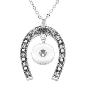 Tree of Life Horseshoe Necklace 80CM chain silver  fit 20MM chunks snaps jewelry  necklace for women