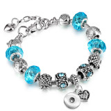 DIY Beaded Bracelet Silver Plated Crystal Owl Alloy Beads Diamond Heart Copper Bracelet fit snaps jewelry