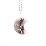 Winding Moon Natural Stone Amethyst Tree of Life Necklace
