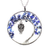 Natural Crystal Gravel Tree of Life Necklace Owl Pendant Necklace