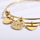 Stainless Steel Heart Shape Parent-Child Hand in Hand Retractable Bracelet Mother's Day Gift