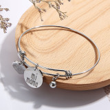Mother's day gift love mi mama stainless steel heart-shaped stretch bracelet for women