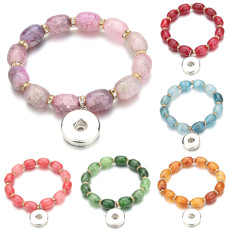 1 buttons With  snap crystal Elasticity Handmade Beaded Bracelets fit18&20MM  snaps jewelry