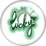 20MM Green love happy easter  Clover Print  glass snaps buttons