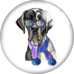 20MM Christmas Dog Print  glass snaps buttons