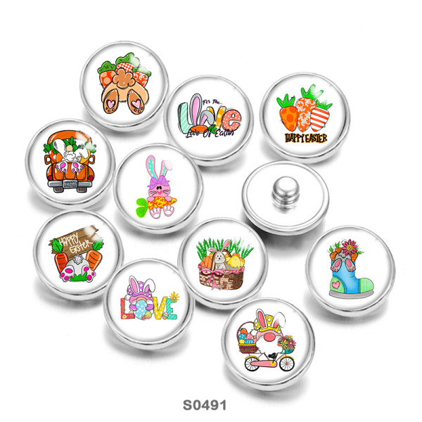 20MM  love happy easter rabbit Print  glass snaps buttons