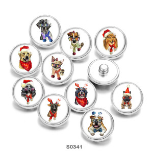 20MM Christmas Dog Print  glass snaps buttons