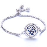 Stainless Steel Hollow Aromatherapy Openable Essential Oil Bracelet Tree of Life Adjustable Size Perfume Bracelet