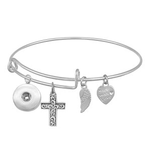 cross Iron bracelet 1 buttons snap silver bracelet fit snaps jewelry