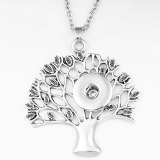 life Tree snap Silver  Pendant with metal necklace  fit 20MM snaps style jewelry   necklace for women