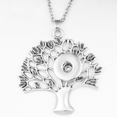life Tree snap Silver  Pendant with metal necklace  fit 20MM snaps style jewelry   necklace for women