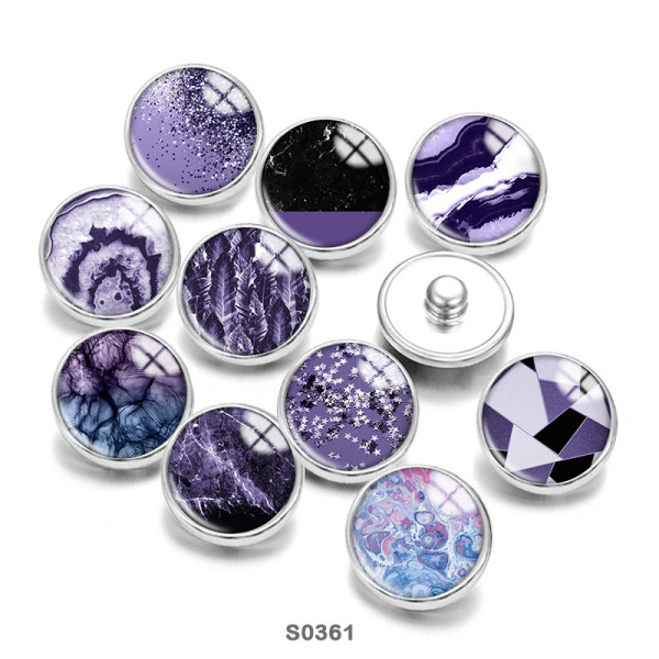 20MM Purple pattern Print  glass snaps buttons