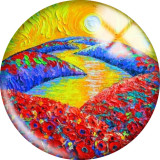 20MM Colorful painting pattern Print  glass snaps buttons
