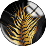 20MM golden leaves pattern Print  glass snaps buttons