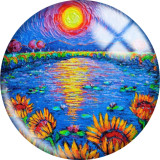20MM Colorful painting pattern Print  glass snaps buttons