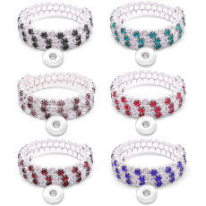 6pcs/lot rhinestones 3 turns wrap bracelet fit snaps jewelry