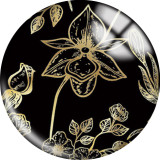 20MM golden leaves pattern Print  glass snaps buttons