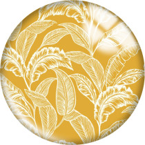 20MM Yellow pattern Print  glass snaps buttons