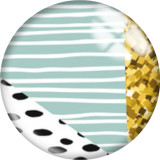 20MM Blue pattern Print  glass snaps buttons