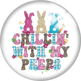 20MM Cross rabbit happy easter Print  glass snaps buttons