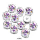 20MM words Flower Mama baby Print  glass snaps buttons