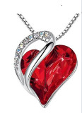 Heart Shaped Geometric Birthstone Necklace Jewelry Women's Clavicle Chain
