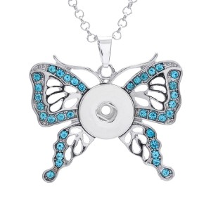 Butterfly  Necklace 80CM chain Colorful  metal  fit 20MM chunks snap button jewelry