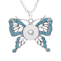 Butterfly  Necklace 80CM chain Colorful  metal  fit 20MM chunks snap button jewelry