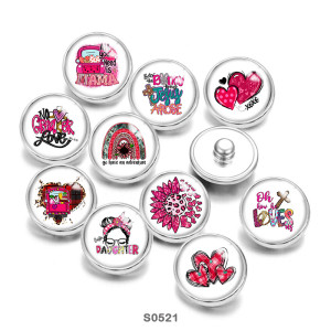 20MM love Cross Mama Print  glass snaps buttons