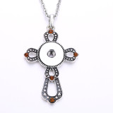 cross Necklace 80CM chain Colorful  metal  fit 20MM chunks snap button jewelry