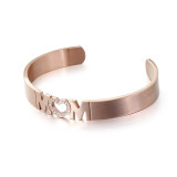 Love Heart shaped mom stainless steel open bangle bracelet mother's day jewelry gift