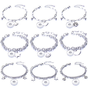 Bell Double Layer Stainless Steel Bracelet for Men and Women Couples fit snaps jewelry