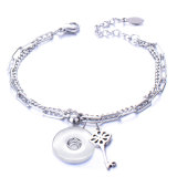 Bell Double Layer Stainless Steel Bracelet for Men and Women Couples fit snaps jewelry